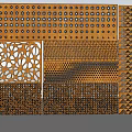 Decorative Perforated Panels With Geometric Patterns And Brown Orange Textures 3d model