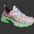 Modern White Sports Sneakers With Black Accents Mesh Details Patterned Upper And Structured Sole