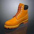 Yellow Work Boots With Orange Laces Black Collar And Durable Rubber Sole