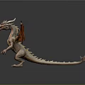 Mythical Dragon With Spread Red Orange Wings White Horns And Scaled Body