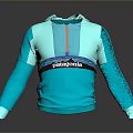 Turquoise Benetton Hoodie With Front Zipper And Striped Design For Casual Wear