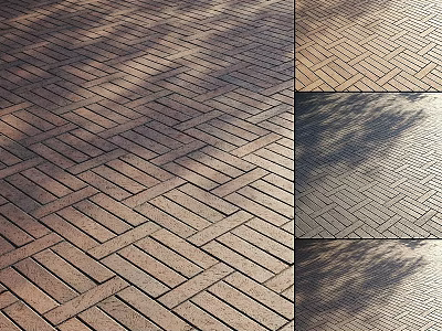 Brick Ground With Herringbone Pattern And Natural Light Shadows In Multiple Angles 3d model