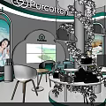Purcotton Exhibition Booth Design With Curved Top Glass Cabinets And Product Displays
