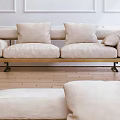 Modern double sofa fabric multi-person sofa 3d model