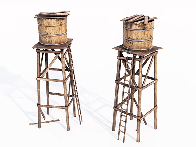Modern Water Tower Wooden Water Tower 3d model