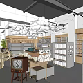 Shopping Mall Retail Store With Cloud Decor Wooden Shelves And Animal Shaped Displays