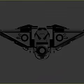 Futuristic Black Spacecraft Featuring Yellow Accents Orange Thrusters And Aerodynamic Wing Design
