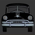 Vintage Classic Black Car With Blue Reflective Finish Chrome Details And White Wall Tires