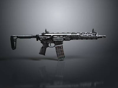 Tactical Modern Rifle With Black Metal Rail System And Detachable Magazine 3d model