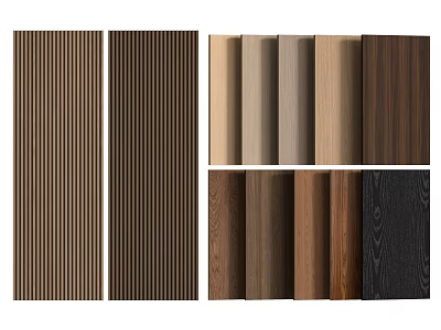 Fluted And Solid Wall Paneling With Diverse Textures And Colors 3d model