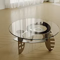 Modern Coffee Table With Clear Glass Top And Metal Base Featuring Decorative Holes