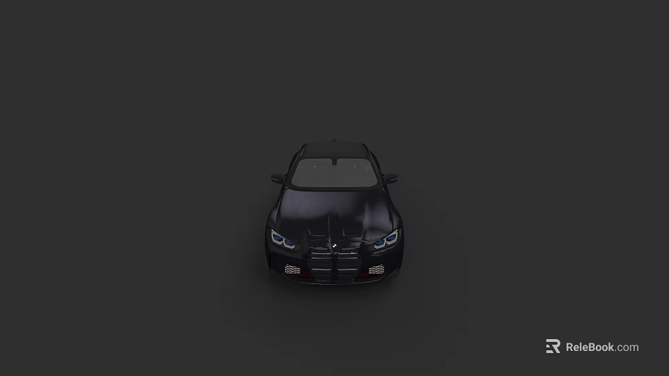 Sleek Black Car With Modern Front Grille And Bright LED Headlights 3d model 