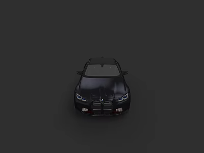 Sleek Black Car With Modern Front Grille And Bright LED Headlights 3d model