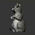 Standing Raccoon Statue With Front Paws Together On Gray Smooth Surface