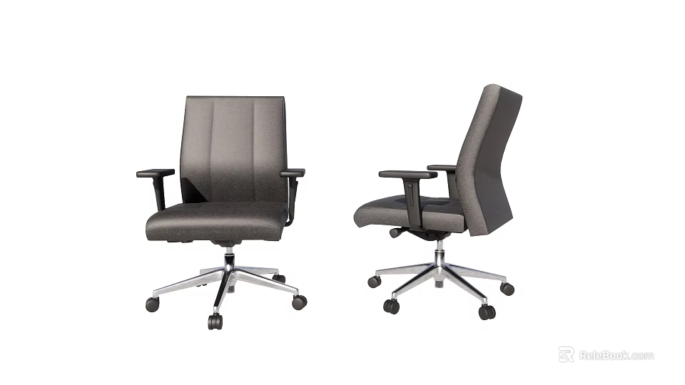 Ergonomic Gray Office Chair With Swivel Casters Arms And Modern Design 3d model 