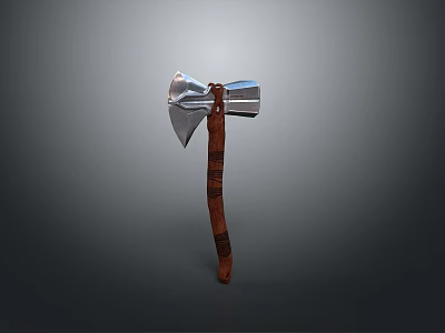 Classic Weapon Axe With Polished Metal Head And Smooth Wooden Handle Design 3d model