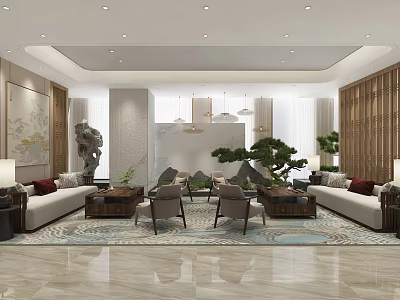 New Chinese Reception Area Leisure Reception Area 3d model