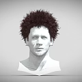 3D Rendered Male Head Bust Model With Curly Hair And Gray Background