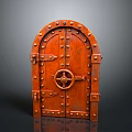 Vintage Metal Door With Rivets And Wheel Lock Design