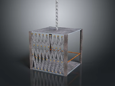 Industrial Equipment With Cubic Metal Mesh Enclosure And Internal Structural Framework 3d model