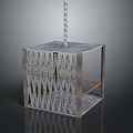 Industrial Equipment With Cubic Metal Mesh Enclosure And Internal Structural Framework
