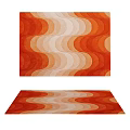 Wavy Pattern Square Rug in Yellow Brown and Cream Tones for Home Decor