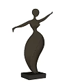 Golden Abstract Female Sculpture With Outstretched Arms And Curved Design On Square Base