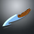 Tactical Weapon Knife With Blue Stainless Steel Blade And Wooden Handle Design