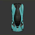 Sleek Blue Sports Car With Aerodynamic Design And Black Roof Spoiler