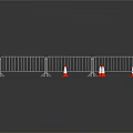 White Temporary Fencing Arrangement With Red Traffic Cones For Safety Setup