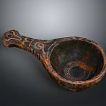 Vintage Handcrafted Wooden Spoon With Intricate Carved Patterns And Decorative Handle