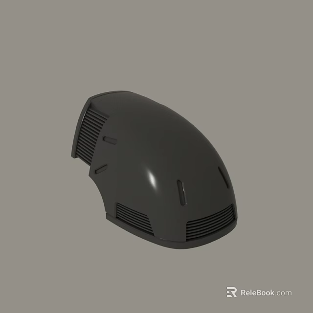 Black Curved Device Enclosure With Ventilation Slots And Smooth Surface 3d model 