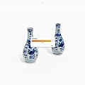 Pair of Blue and White Vases with Intricate Floral Patterns and Classic Design