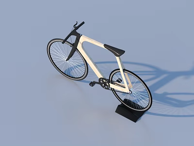 Modern Bicycle With White And Black Frame Minimal Design On Black Base Light Blue Background 3d model