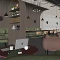 Modern Cafe Dining Table and Chair Combination Card Seat Bookshelf Cafe 3d model