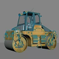 Golden Construction Roller With Spacious Cab And Dual Wheels For Road Work 3d model