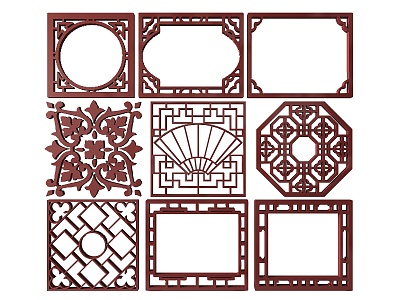 New Chinese Style Flower Lattice Window Carved Hollow Carved Window Corner Carved Gypsum Line Carved Window Pattern Carved model