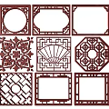 New Chinese Style Flower Lattice Window Carved Hollow Carved Window Corner Carved Gypsum Line Carved Window Pattern Carved 3d model