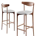 Modern Wooden Bar Stools With Backrest And Light Gray Padded Seats