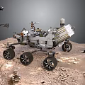 Mars Rover Exploration Vehicle On Martian Surface With Mechanical Arm And Scientific Instruments