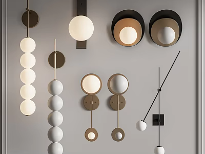 Modern Wall Lamps With Round Spherical Metal Black White And Multiple Designs For Home 3d model