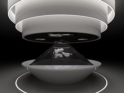 Modern Display Shelf With Circular Structure Pyramid Showcase And Lighting 3d model