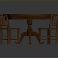 Classic Round Wooden Dining Table With Four Matching Wooden Chairs