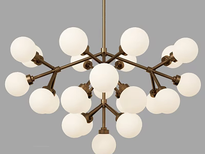 Modern Chandelier With White Globe Bulbs And Bronze Metal Frame Design 3d model