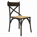Cross Back Design Leisure Chair With Wooden Frame Beige Seat Cushion And Curved Legs