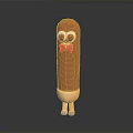 Cartoon Sausage Character Featuring Big Eyes Red Bow Tie Light Legs And Purple Shoes