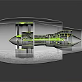 Futuristic Transparent Spaceship Engine With Glowing Green Energy Lines And Mechanical Structures