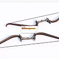 Two Traditional Wooden Bows With Curved Design And Metal Accents