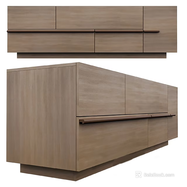 Modern Wooden TV Stand With Sleek Design Storage Drawers And Cabinets 3d model 