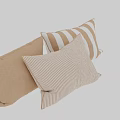 Soft Striped Throw Pillows In Beige And Brown Linen Fabric For Sofa Decor